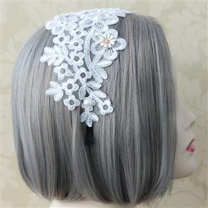 White Flower Lace Bridal Wedding Party Hairhoop J12831