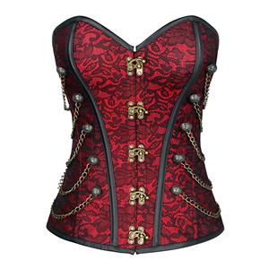 Steampunk Brocade Steel Boned Strapless Body Shaper Overbust Corset N19572