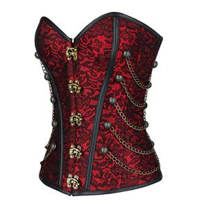 Steampunk Brocade Steel Boned Strapless Body Shaper Overbust Corset N19572