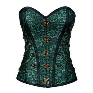 Steampunk Brocade Steel Boned Strapless Body Shaper Overbust Corset N19573