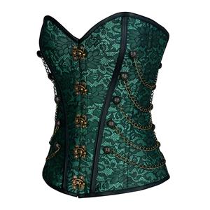 Steampunk Brocade Steel Boned Strapless Body Shaper Overbust Corset N19573