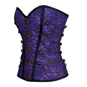 Steampunk Brocade Steel Boned Strapless Body Shaper Overbust Corset N19574