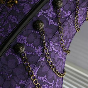 Steampunk Brocade Steel Boned Strapless Body Shaper Overbust Corset N19574