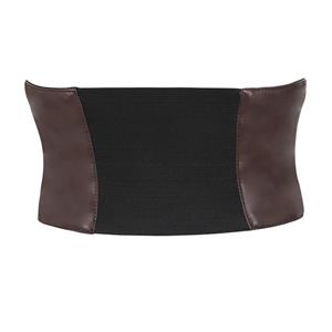 Brown Faux Leather Corset Belt with Lace-Up Sides & Front Zipper N23921