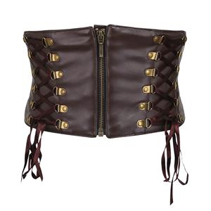 corset belt, brown leather belt, lace-up corset, front zip corset, waist-cinching belt, faux leather belt, vintage corset, gothic belt, steampunk accessory, adjustable corset, edgy fashion, waist trainer, leather corset, side lace belt, structured belt #N23921