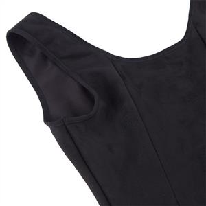 Women's Black Faux Suede Corset Top Square Neck Front Lace-Up Bustier N23975