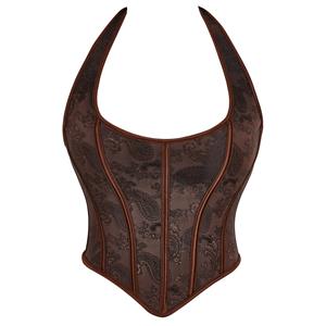 Women’s Brown Steampunk Halter Neck Corset Top N23849