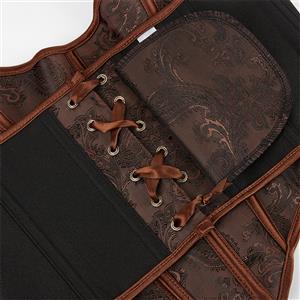 Women’s Brown Steampunk Halter Neck Corset Top N23849