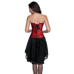 Burlesque Lace Overbust Corset With Lace Dancing Skirt Set Christmas N12146