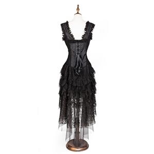 Vintage Black Burlesque Queen Corset Dress Halloween Costume N11586