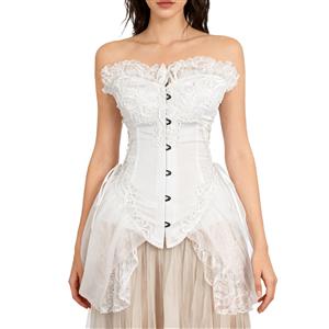 Burlesque Black Bustier, Corset style dress, White Bustier Dress, #N23881