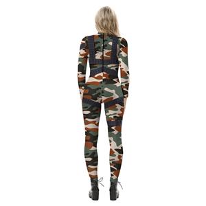 New Product Camouflage 3D Printed High Neck Long Bodycon Jumpsuit Halloween Costume N21250