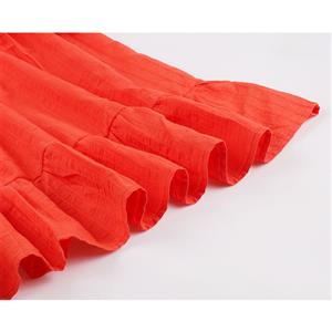 Casual Red Round Neck Sleeveless Ruffle Hemline Party Knee-length Dress N19159