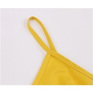 Fashion Casual Yellow Spaghetti Straps Bandage Holiday Beach Flared Wide-leg Jumpsuit N19412