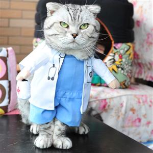 Cat's Doctor Costume, Pet Dressing up Party Clothing, Cat's Clothes, Pet Cosplay Costume, #N12399