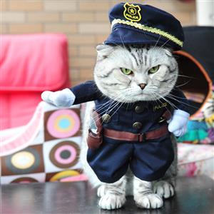 Cats Cop Costume, Pet Dressing up Party Clothing, Cat's Clothes, Pet Cosplay Costume, #N12402