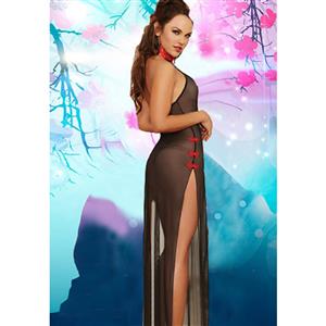 Cheongsam Stil Mesh Midnight Long Dress N12884