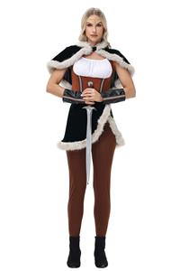 Women's 6-Piece Christmas Costume Set - Velvet Cape, Top, Trousers, Armlets & Belt for Holiday Cosplay XT237820