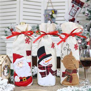 Santa Claus Red Wine Bag Christmas Eve Dinner Party Decorative Accessory XT19825