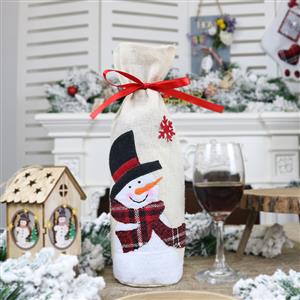 Snowman Red Wine Bag Christmas Eve Dinner Party Decorative Accessory XT19826