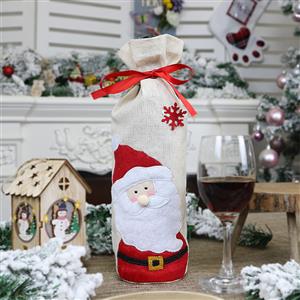 Santa Claus Pattern Red Wine Bag Christmas Eve Dinner Party Decoration Accessory XT19881