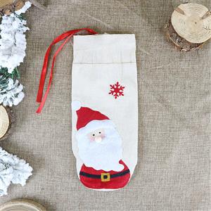 Santa Claus Pattern Red Wine Bag Christmas Eve Dinner Party Decoration Accessory XT19881