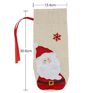 Santa Claus Pattern Red Wine Bag Christmas Eve Dinner Party Decoration Accessory XT19881
