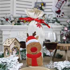 Elk Pattern Red Wine Bag Christmas Eve Dinner Party Decoration Accessory XT19882