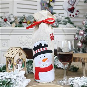 Snowman Pattern Red Wine Bag Christmas Eve Dinner Party Decoration Accessory XT19883