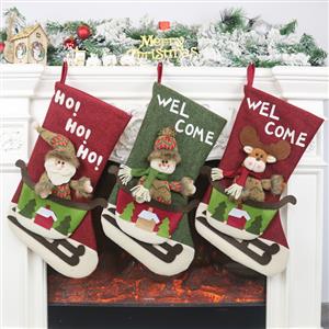 Christmas Eve Santa Claus and Elk Stocking Gift Bag Dinner Party Tree Decoration XT20034