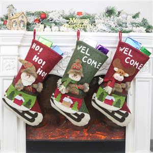 Christmas Eve Santa Claus and Elk Stocking Gift Bag Dinner Party Tree Decoration XT20034