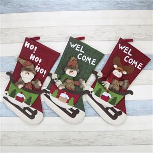Christmas Eve Santa Claus and Elk Stocking Gift Bag Dinner Party Tree Decoration XT20034