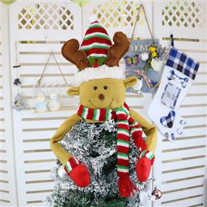 Scarf Elk Doll With Hands Christmas Tree Hat Party Decorative Accessory Small Size XT19855