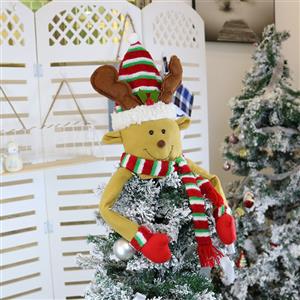 Scarf Elk Doll With Hands Christmas Tree Hat Party Decorative Accessory Small Size XT19855
