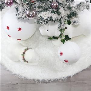 Christmas Tree Skirt White Faux Fur 120cm Dinner Party Decoration XT19907