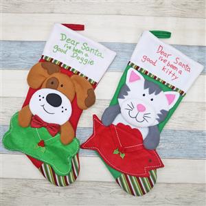 Christmas Kitty and Doggie Stockings for Pets Dinner Party Gift Tree Decoration XT20033