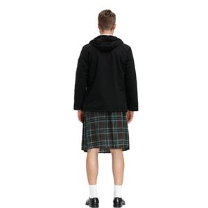 Men's Classic Brown Plaid Pleated Skirt Scottish Holiday Mid Waist Tartan Utility Kilt N20769