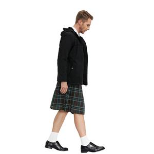 Men's Classic Brown Plaid Pleated Skirt Scottish Holiday Mid Waist Tartan Utility Kilt N20769