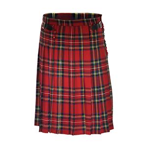 Men's Vintage Classic Red Plaid Pleated Skirt Mid Waist N22675