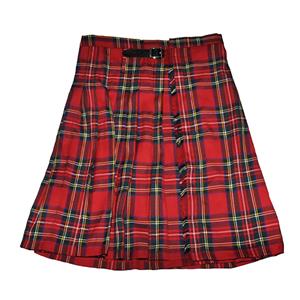 Men's Vintage Classic Red Plaid Pleated Skirt Mid Waist N22675