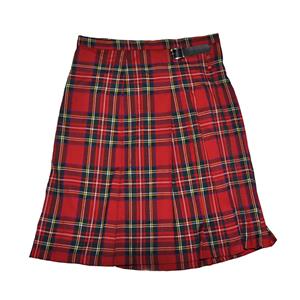 Men's Vintage Classic Red Plaid Pleated Skirt Mid Waist N22675