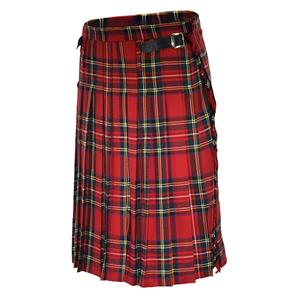 Men's Vintage Classic Red Plaid Pleated Skirt Mid Waist N22675