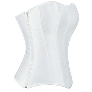 Classic White Satin Side-Zip Corset - Vertical Boning Bustier Top N237806