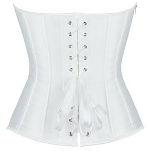 Classic White Satin Side-Zip Corset - Vertical Boning Bustier Top N237806