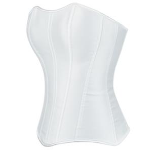 Classic White Satin Side-Zip Corset - Vertical Boning Bustier Top N237806