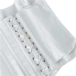 Classic White Satin Side-Zip Corset - Vertical Boning Bustier Top N237806