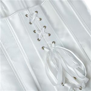 Classic White Satin Side-Zip Corset - Vertical Boning Bustier Top N237806