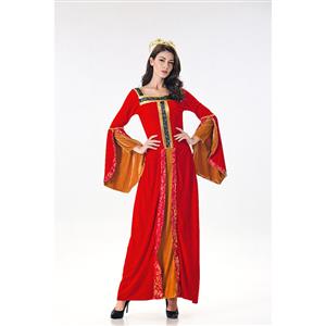 Classical Red Renaissance Beauty Adult Halloween Cosplay Costumes N17992