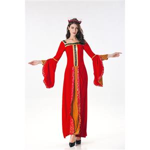 Classical Red Renaissance Beauty Adult Halloween Cosplay Costumes N17992