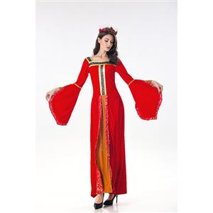 Classical Red Renaissance Beauty Adult Halloween Cosplay Costumes N17992